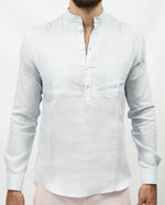 Premium Linen Long Sleeve Mid Shirt - Baby Blue