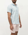 Premium Linen Short Sleeve Shirt - Baby Blue