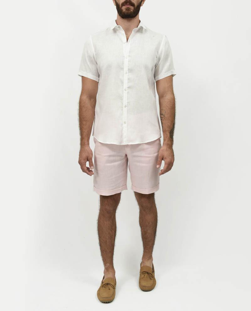 Premium Linen Short Sleeve Shirt - White