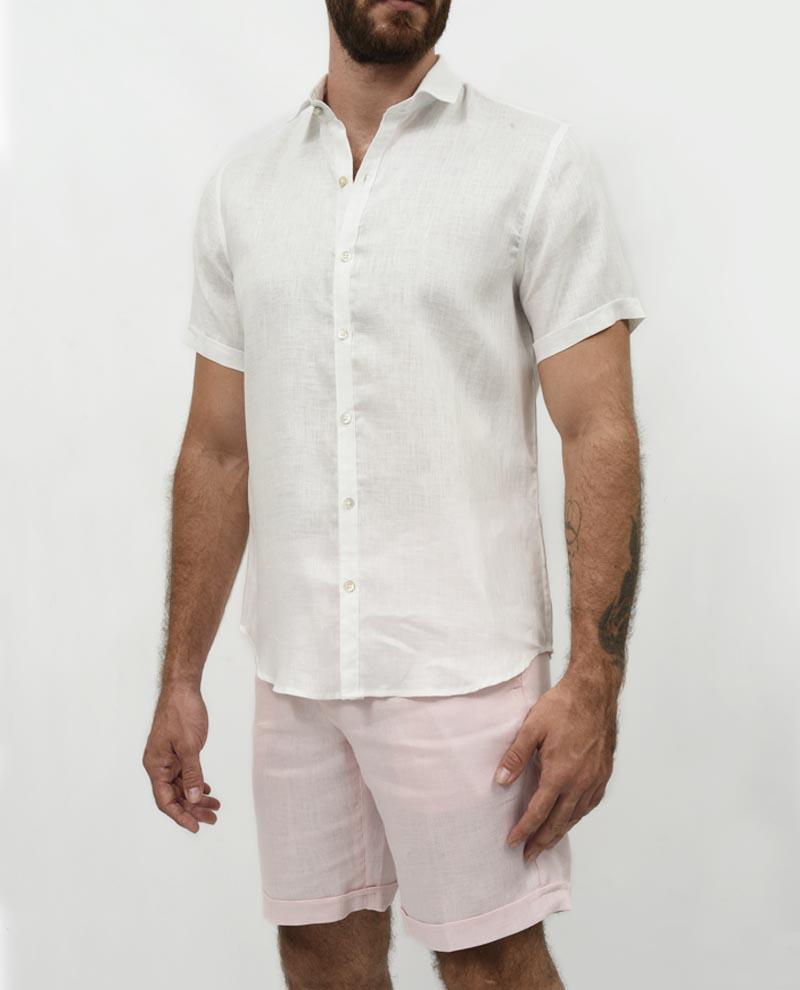 Premium Linen Short Sleeve Shirt - White