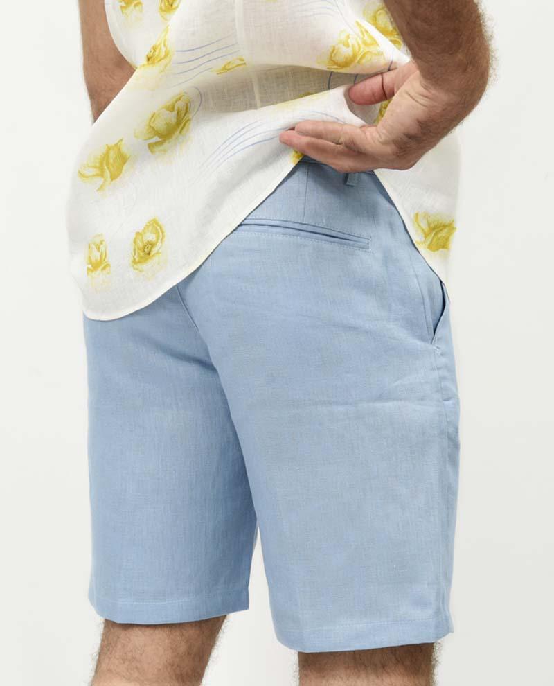 Premium Linen Shorts - Sky Blue