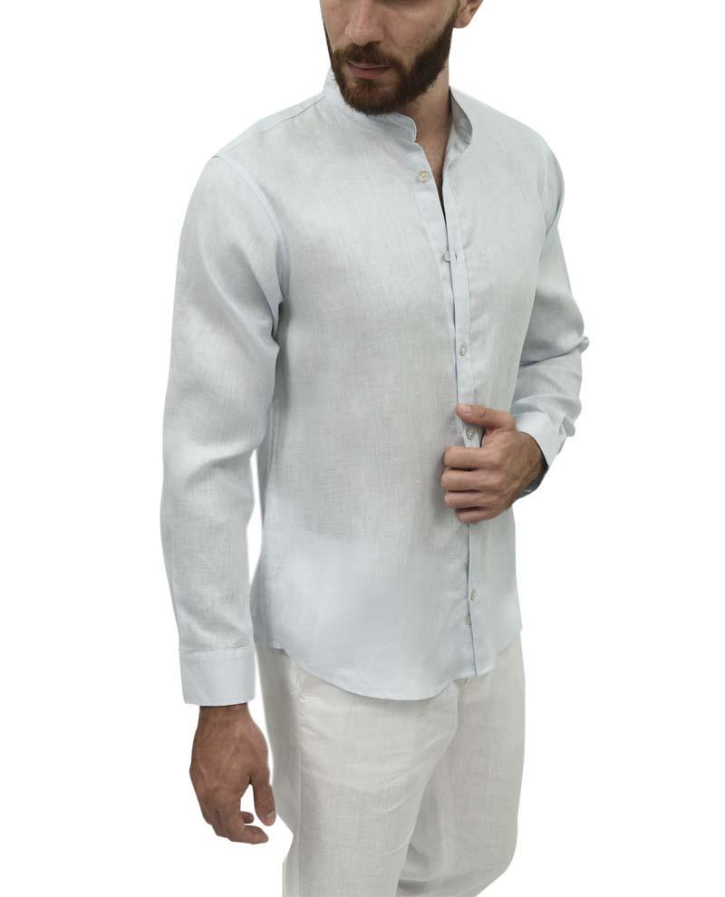 Premium Linen Long Sleeve Shirt - Baby Blue