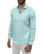 Premium Linen Long Sleeve Shirt - Aquamarine