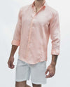 Premium Linen Long Sleeve Shirt - Light Pink