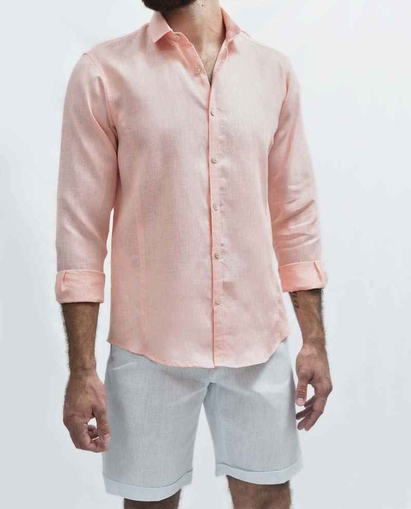 Premium Linen Long Sleeve Shirt - Light Pink