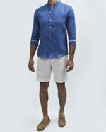 Premium Linen Long Sleeve Shirt - Denim Light