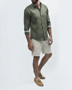 Premium Linen Long Sleeve Shirt - Military Green