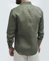 Premium Linen Long Sleeve Shirt - Military Green