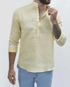 Premium Linen Long Sleeve Mid Shirt - Yellow