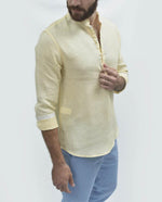 Premium Linen Long Sleeve Mid Shirt - Yellow